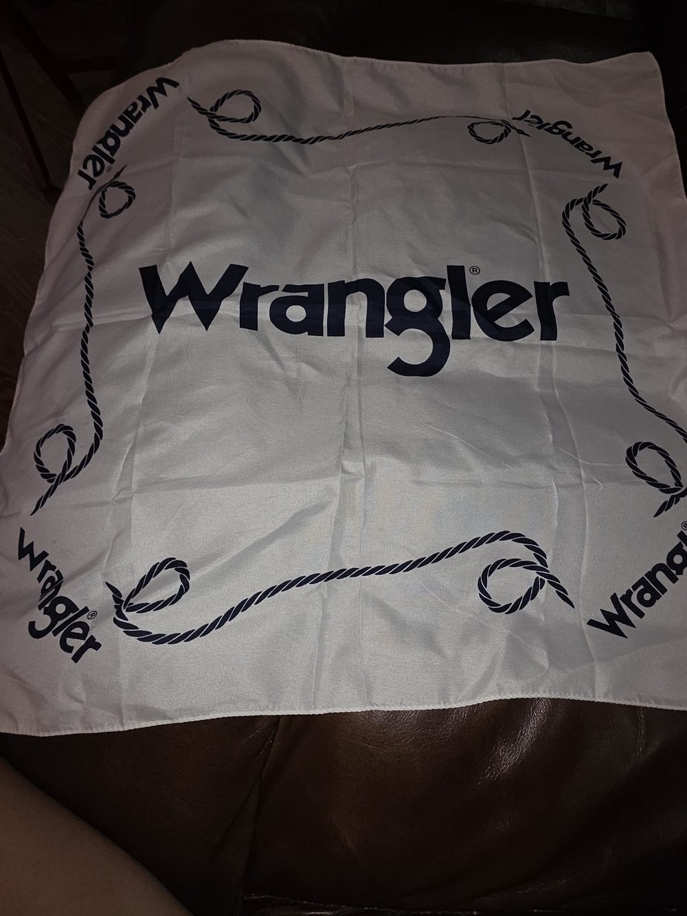 Wrangler White and Black Logo Rope Bandana